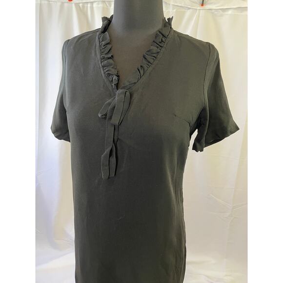 Vintage 1960s Black Mad Men Wiggle Dress with Ruffle Neck & Bow – ILGWU - Picture 14 of 15